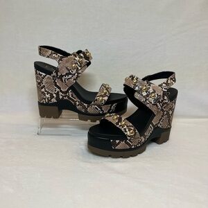 Jessica Simpson Studded Snakeskin Print Platform Sandals Size 8.5